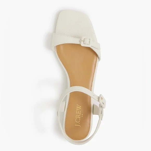 J. Crew Factory Textured Ankle Strap Block Sandals in Ivory White Size 6 spring - Picture 3 of 11